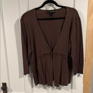 Venezia Brown Relaxed Hook & Eye Front Blouse